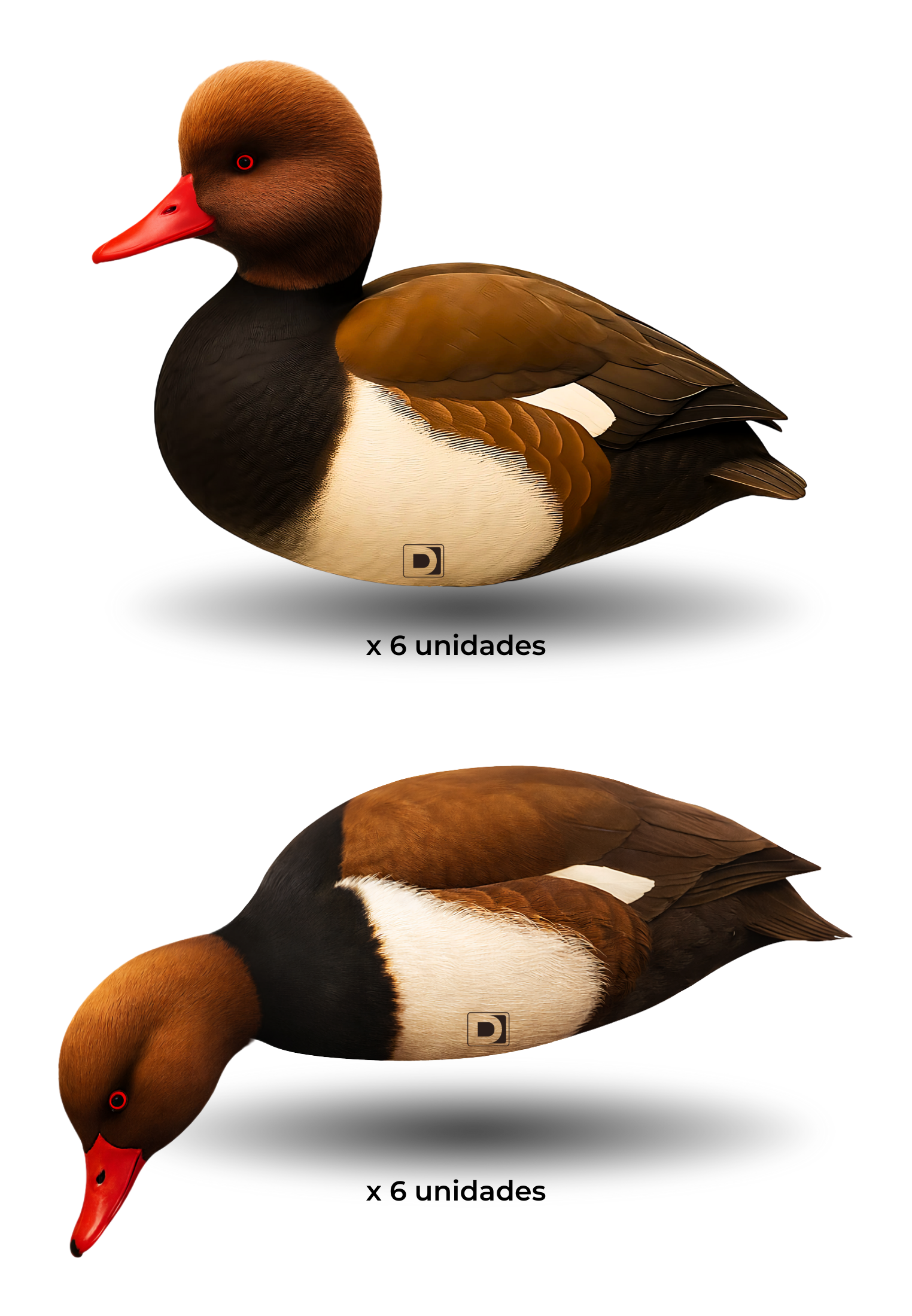 Señuelo Silueta Pato Colorado ACUATIC FLOKS - Lote 12 ud.