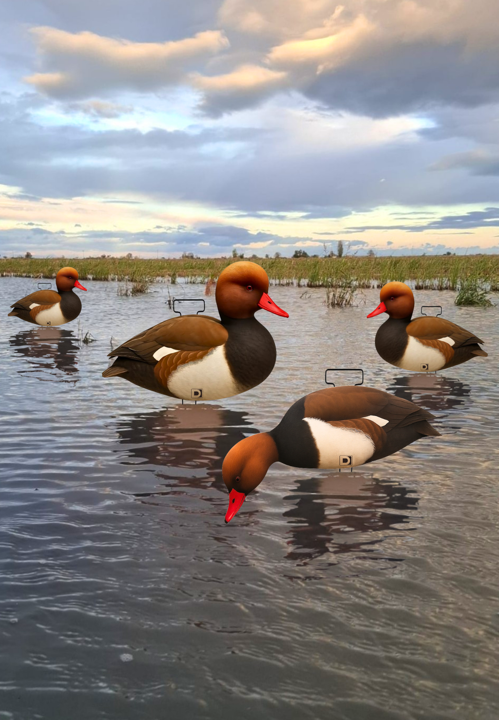 Señuelo Silueta Pato Colorado ACUATIC FLOKS - Lote 12 ud.